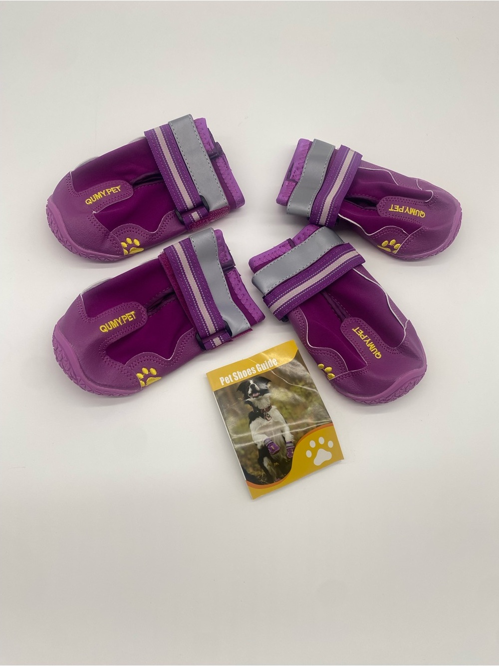 Dog Boots Size 8 Purple Set of 4 Water Resistant Reflective Paw Protectors